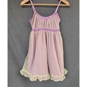 Urban Outfitters Tulle Mesh Mini Dress Purple Sz XS Babydoll Ruffle Lace